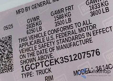 2025 Chevrolet Colorado 4Wd Lt из США, поврежденный, VIN 1GCPTCEK3S1207576